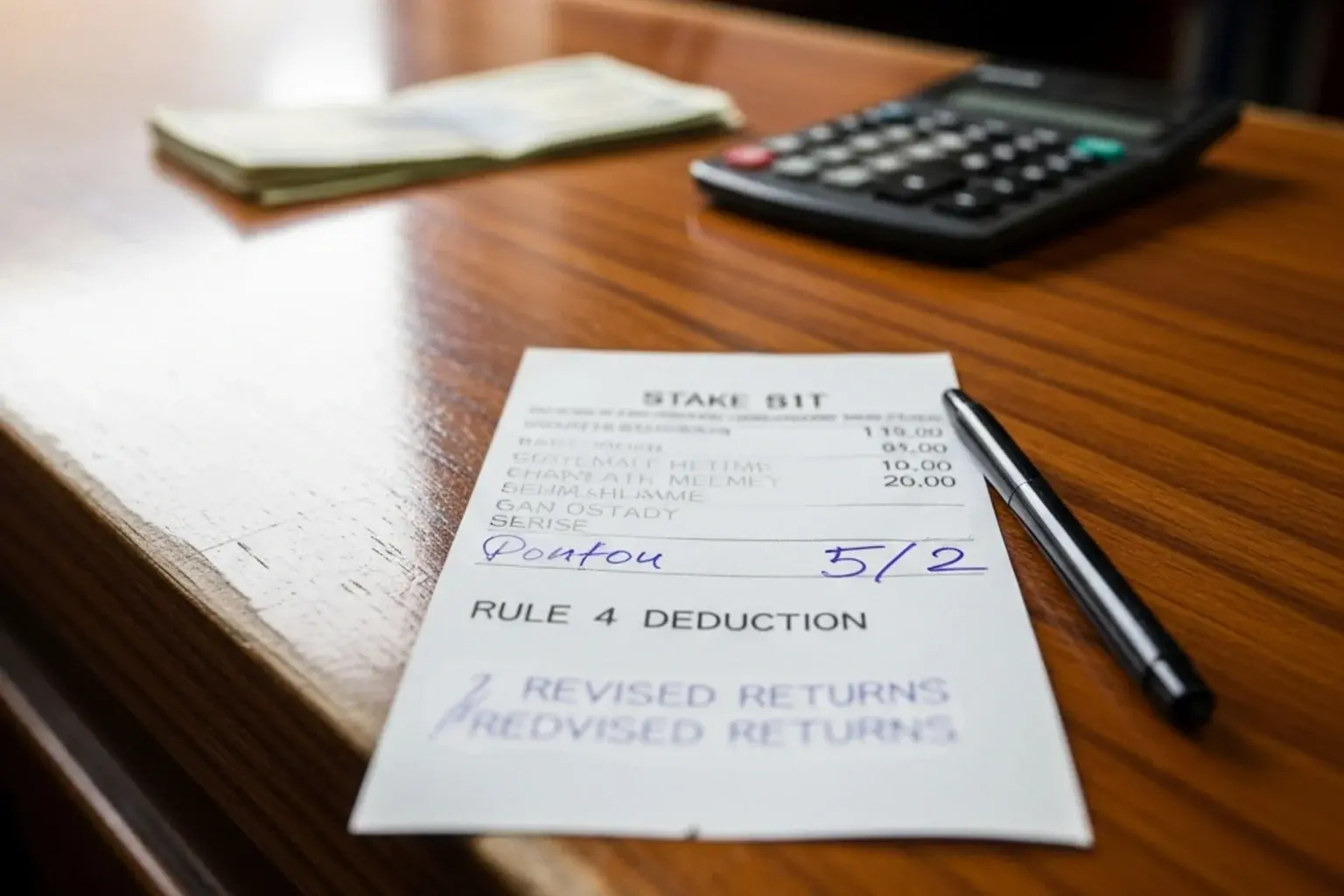 A British betting slip with a Rule 4 deduction noted next to a horse